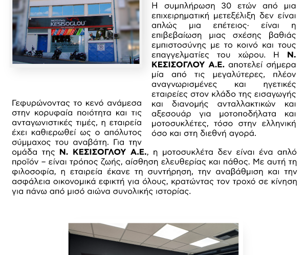 30 Χρόνια Ν. ΚΕΣΙΣΟΓΛΟΥ Α.Ε.